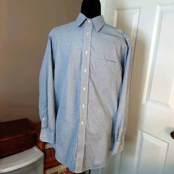 JOS.A.BANK Traveler's Collection Dress Shirt Blue Checks size 16-33 - Picture 3 of 5